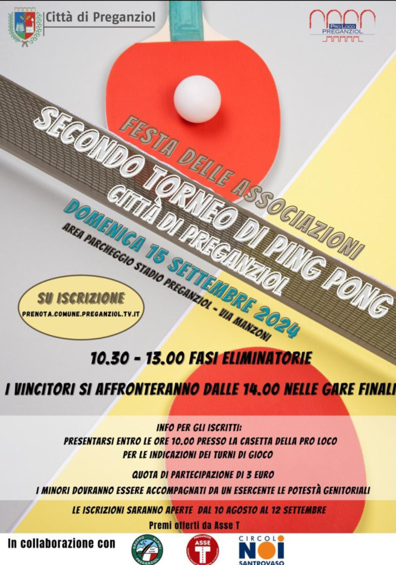 SECONDO TORNEO DI PING PONG CITTA' DI PREGANZIOL